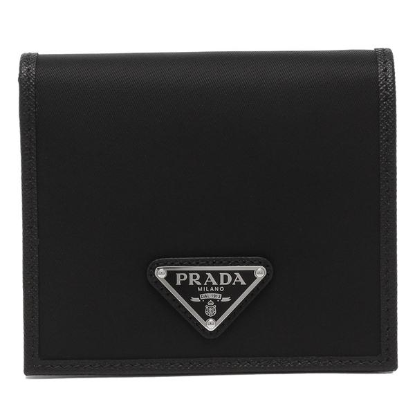 PRADA（プラダ） 二つ折り財布 トライアングル ブラック メンズ
