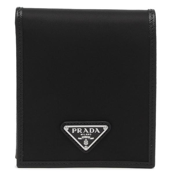 プラダ 二つ折り財布 トライアングル ブラック メンズ PRADA 2MO513 2DMH F0002の画像