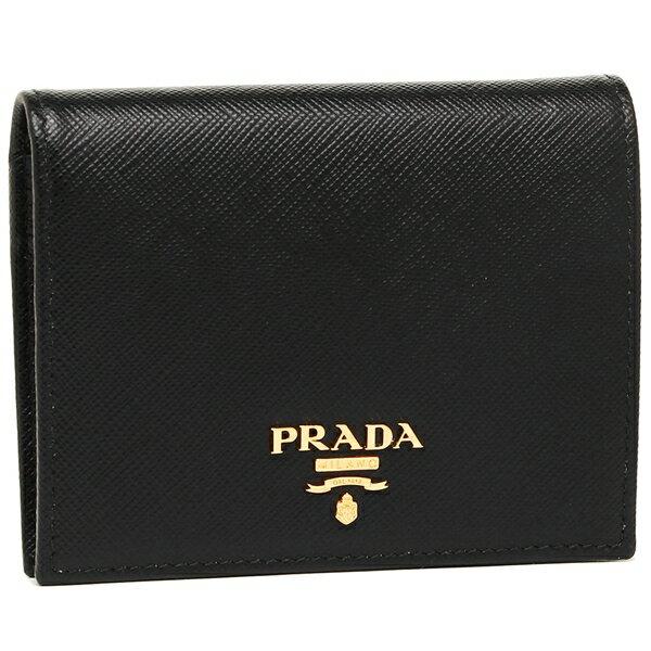 【美品】PRADA プラダ サフィアーノ 二つ折り財布 1MV021 ブラック PRADA（プラダ） 二つ折り財布 サフィアーノ ミニ財布 レディース