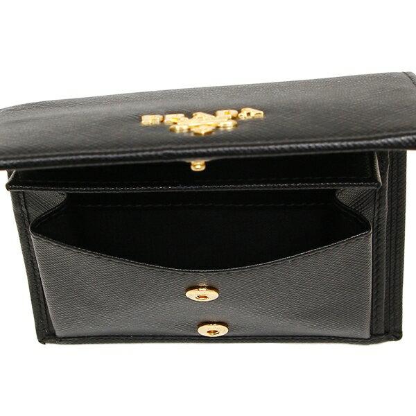 美品 PRADA 二つ折り財布 サフィアーノ ブラック 1MV204 プラダ 二つ折り財布 1MV204 QHH F0002 サフィアーノレザー