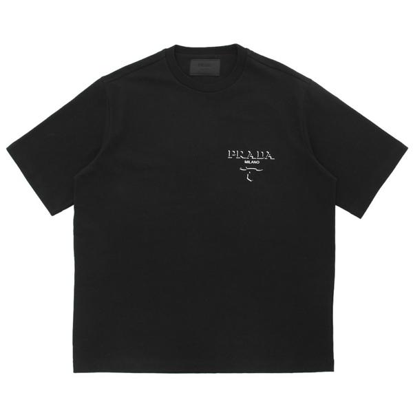 【新品 定価13万円】 PRADA カットソー PRADA プラダ Tシャツ カットソー ブラック メンズ UJN896 14K7