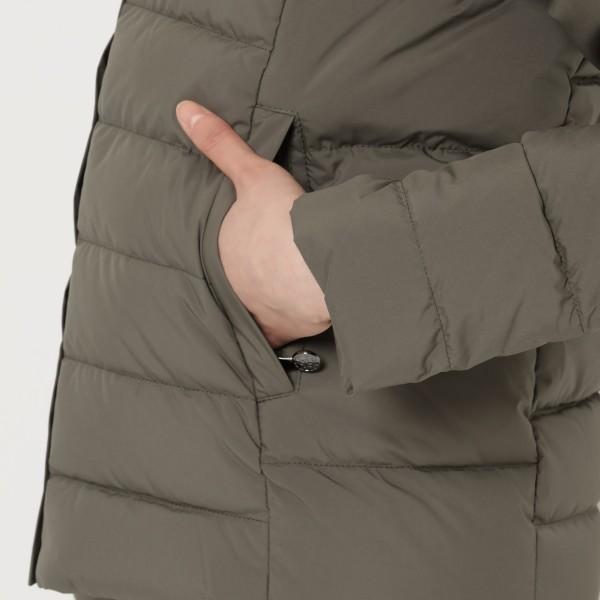 美品　pyrenex ピレネックス　ノーカラーダウンジャケット　カーキ　38 美品 pyrenex ピレネックス ノーカラーダウンジャケット カーキ 38