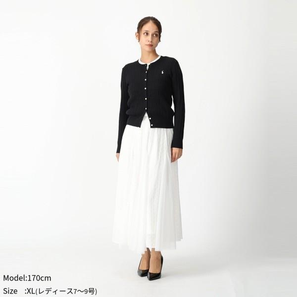 POLO RALPH LAUREN ポロラルフローレン カーディガン サイズ:S シルク/カシミヤ/ビーズ/花柄    ブラック レディース / 240001199804 POLO RALPH LAUREN（ポロ・ラルフローレン） カーディガン CABLE-KNIT