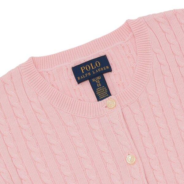 美品✨ラルフローレン ケーブルニット カーディガン ピンク コットン ゆったりS POLO RALPH LAUREN（ポロ・ラルフローレン） カーディガン ケーブル