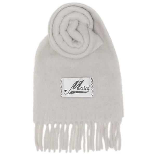 MARNI（マルニ） マフラー ロゴラベル フリンジ 大判 ストール グレー