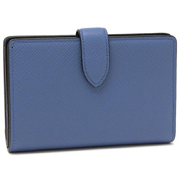 Smythson スマイソン 二つ折り財布 パナマ ブルー レディース