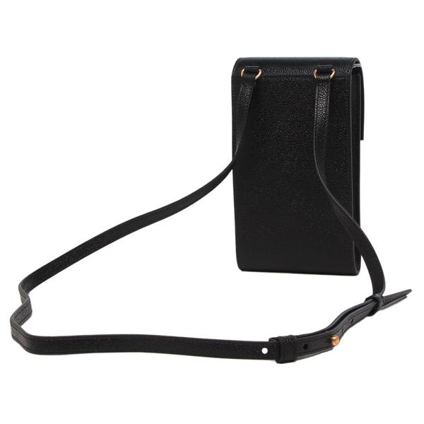 トムブラウン スマホケース THOM BROWNE フラップ イン ペブルグレイン ブラック メンズ CROSSBODY PHONE HOLDER MAC113A 00198 001の画像