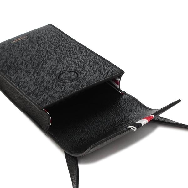 トムブラウン スマホケース THOM BROWNE フラップ イン ペブルグレイン ブラック メンズ CROSSBODY PHONE HOLDER MAC113A 00198 001の画像