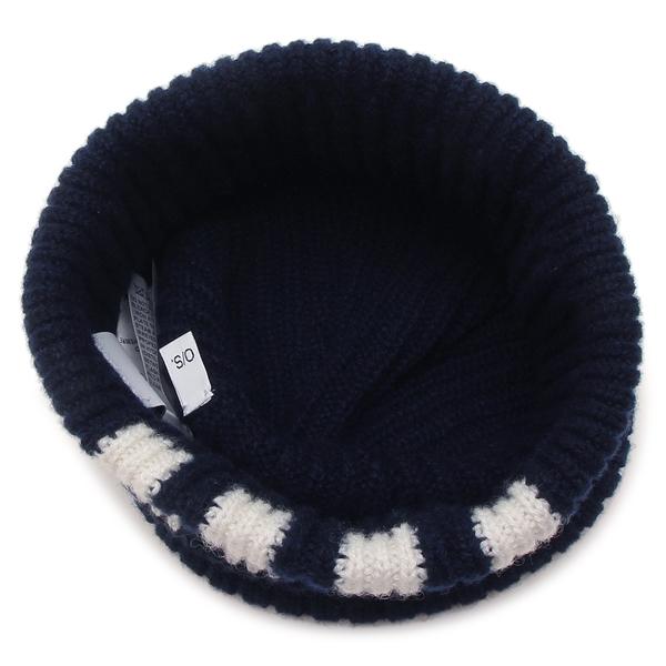 THOM BROWNE（トム ブラウン） 帽子 ビーニー ニット帽 ネイビー