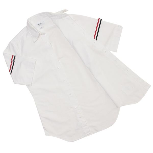 トムブラウン シャツ THOM BROWNE クラシックフィット ショートスリーブ オックスフォード シャツ ホワイト メンズ MWS242A F0313 100の画像