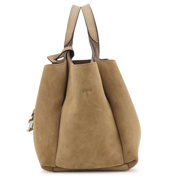 トッズ ハンドバッグ ショルダーバッグ T タイムレス スエード ミニ Tチャーム ブラウン レディース TOD'S XBWAPAFL100 P3A 4L20の画像