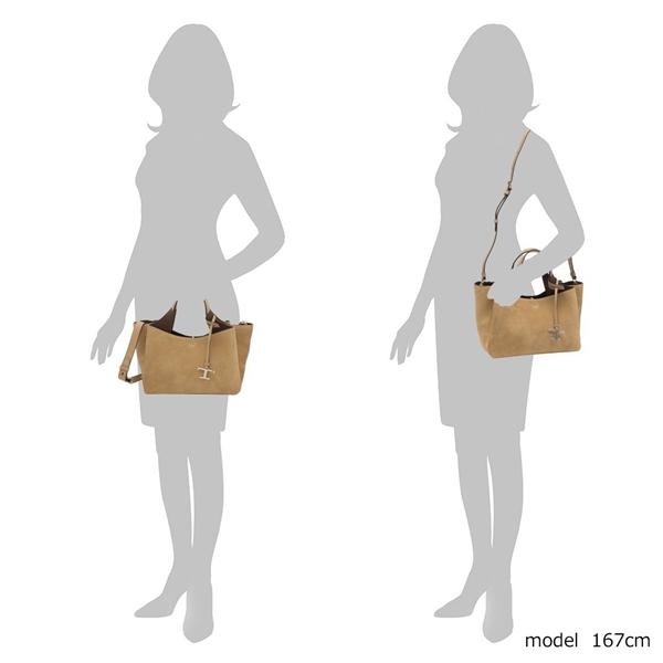 トッズ ハンドバッグ ショルダーバッグ T タイムレス スエード ミニ Tチャーム ブラウン レディース TOD'S XBWAPAFL100 P3A 4L20の画像