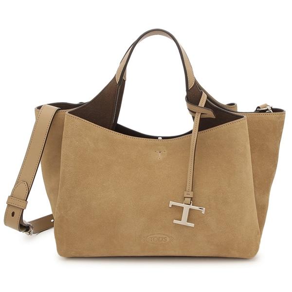トッズ ハンドバッグ ショルダーバッグ T タイムレス スエード ミニ Tチャーム ブラウン レディース TOD'S XBWAPAFL100 P3A 4L20の画像