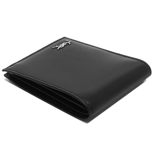 サンローランパリ 二つ折り財布 タイニーカサンドラ ブラック メンズ SAINT LAURENT PARIS 607727 1JB0E 1000の画像