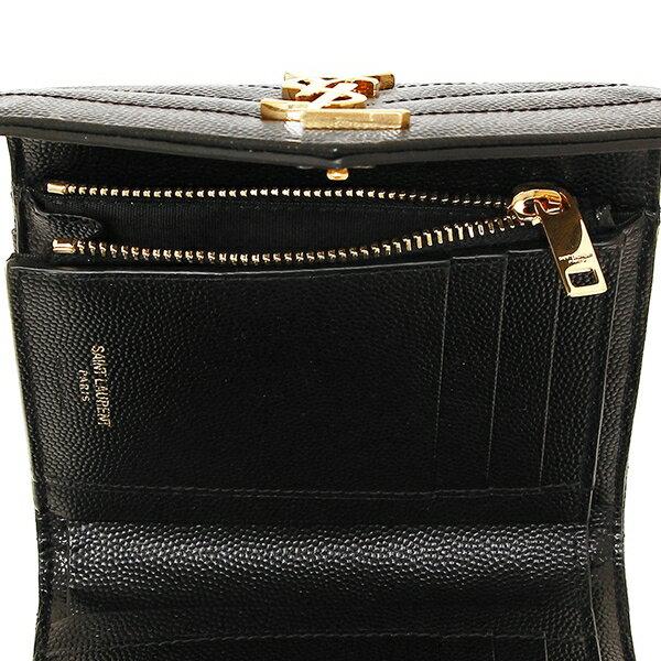 サンローラン YSL カサンドラ モノグラム 三つ折財布 ブラック 403943 SAINT LAURENT サンローラン 三つ折り財布 モノグラム レディース