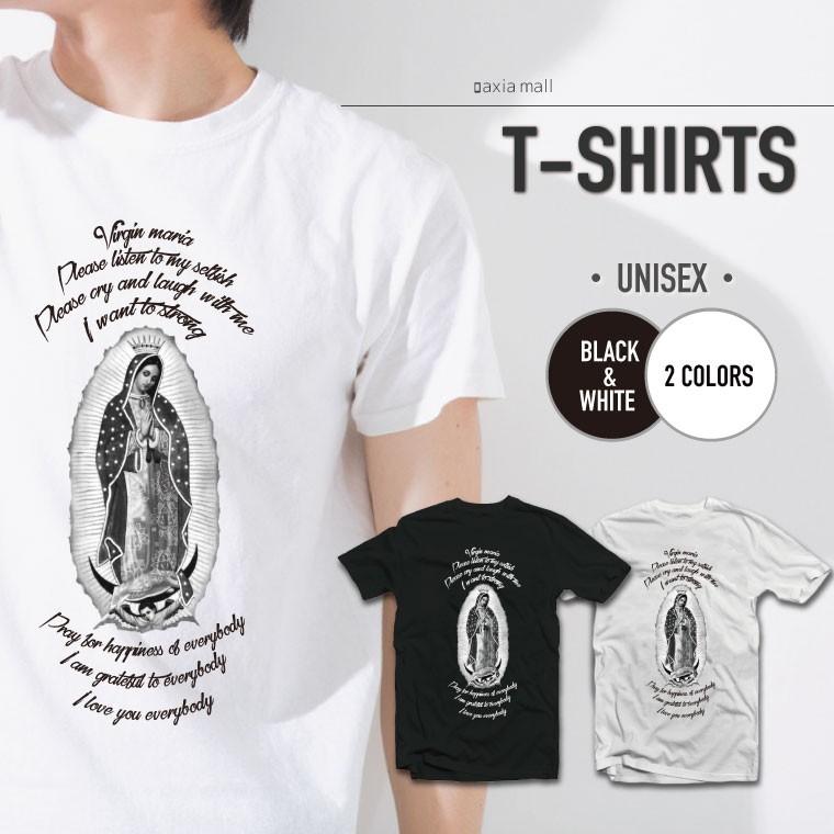 Tシャツ メンズ 半袖 おしゃれ レディース ブラック ホワイト 聖母