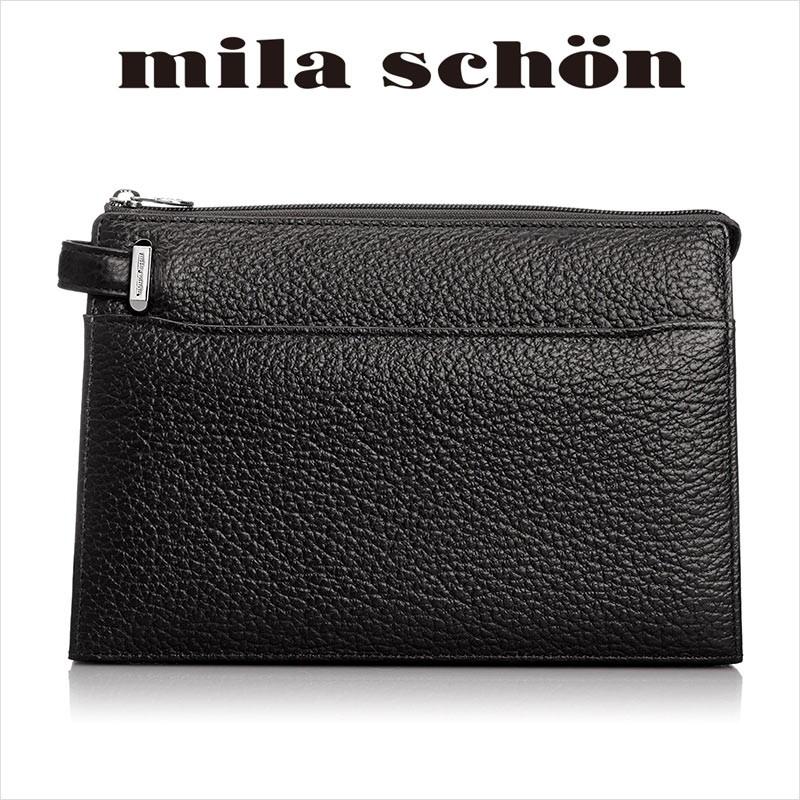 ミラショーン mila schon セカンドバッグ メンズ 本革 3角マチ ネロ 197201 正規取扱店 | mila schon