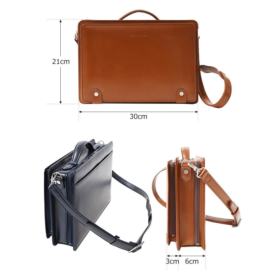 【新品】mila schön ミラショーン ビジネスバッグ ブラウン　レザー mila schon（ミラショーン） mila schon 2WAY レザーショルダーバッグ