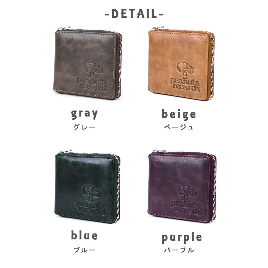 ピーナッツ PEANUTS スヌーピー SNOOPY ラウンドファスナー2つ折り財布 records 73380 正規取扱店 |  | 04