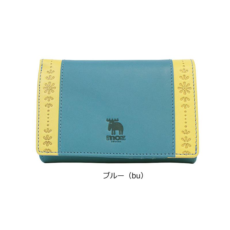 moz（モズ） MOZ moz 2つ折り財布 Flower フラワー 86065 ヘラジカ 北欧 ヌメ調レザー ナチュラル カラフル パステル ...