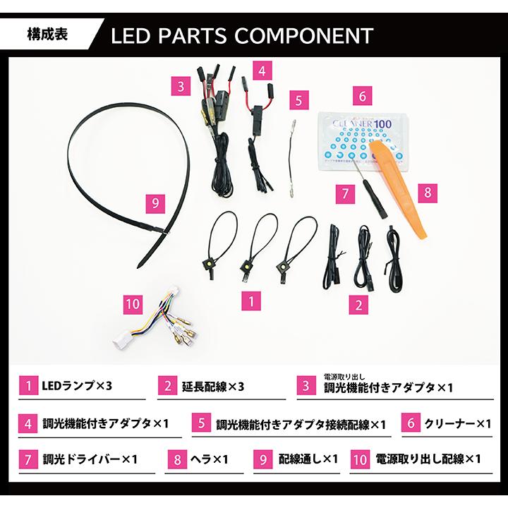 日産 サクラ（型式：B6AW（年式：R4.5〜））調光機能付 ダッシュボード&コンソールランプキット（メール便※時間指定不可）(SM)｜axisparts｜09