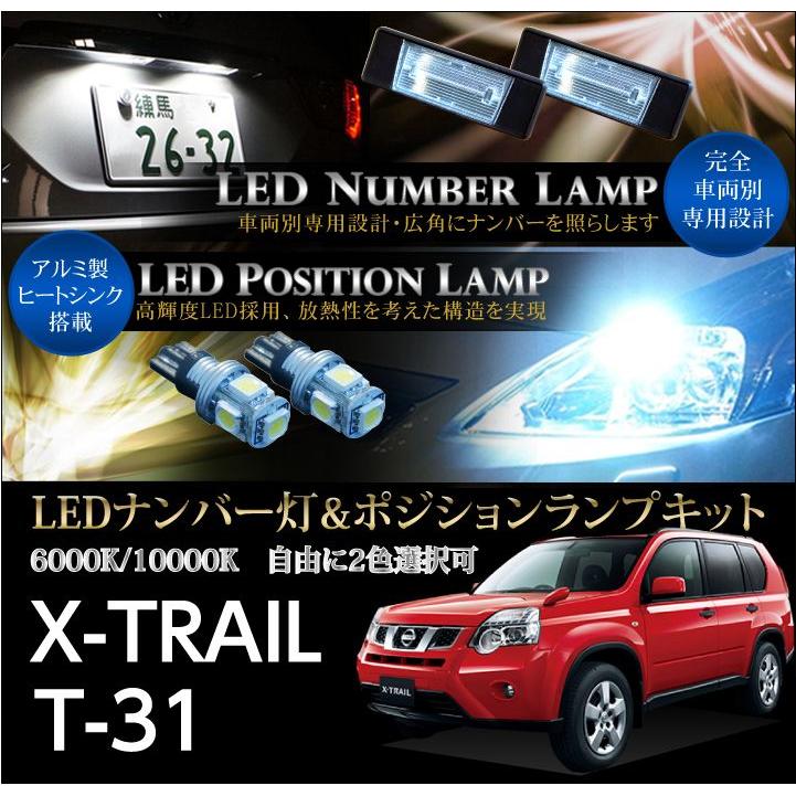 日産　エクストレイル（X-TRAIL/T31系全車適合）専用ＬＥＤナンバー灯ユニット＆ポジションランプキット 2個1セット2色選択可！高輝度3チップLED(SC)｜axisparts