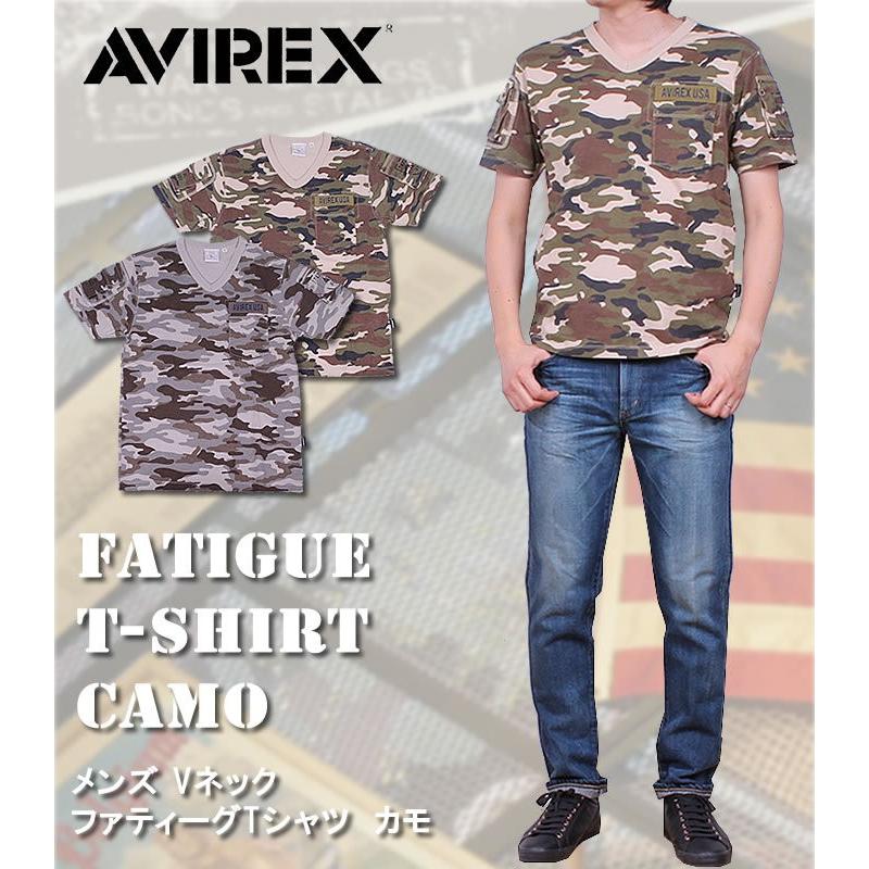 5%OFF AVIREX アビレックス ファティーグ 半袖VネックTシャツ カモフラ 迷彩 FATIGUE TEE アヴィレックス 6153347_73_06｜axs-sanshin｜02