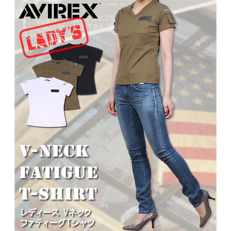 5%OFF ≪Sサイズ≫AVIREX アビレックス レディース ファティーグ 半袖VネックTシャツFATIGUE TEE アヴィレックス 6243150_01_75_08RCP｜axs-sanshin｜02