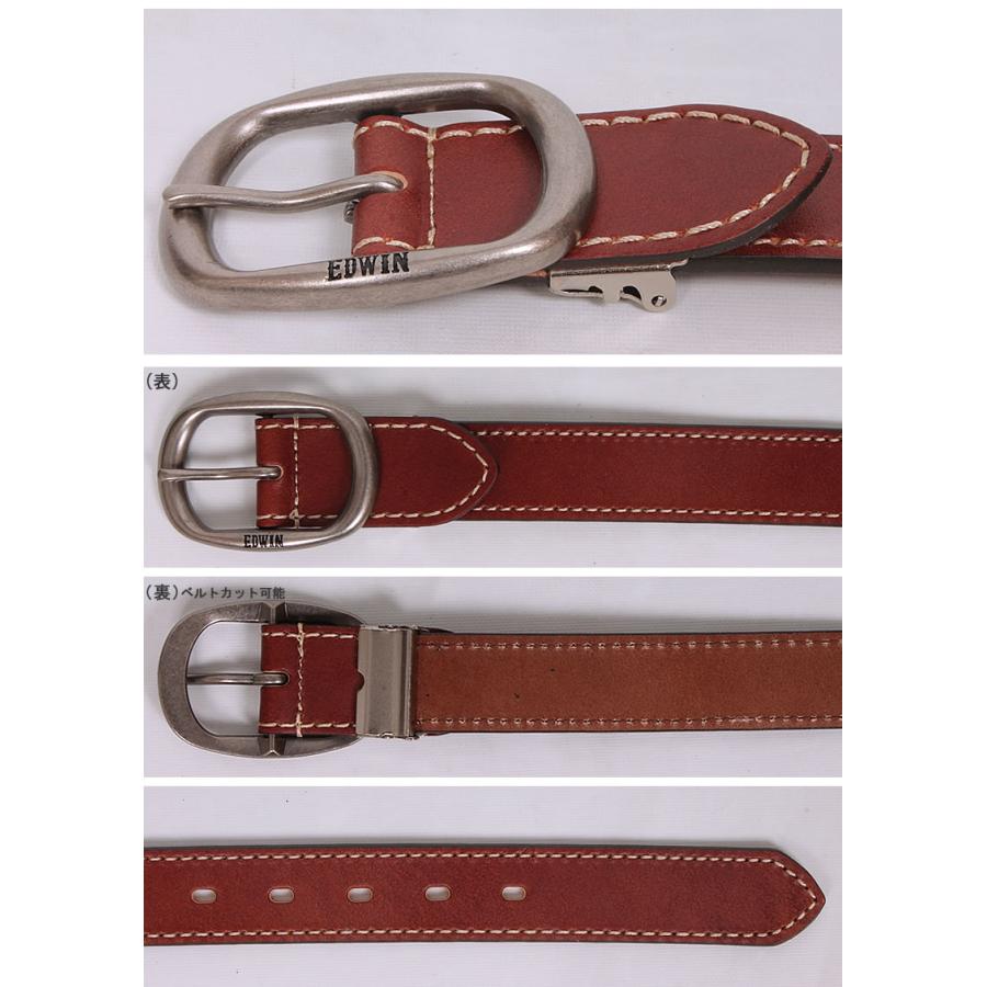 EDWIN エドウィン ベルト メンズ 牛革 ステッチレザーベルト
