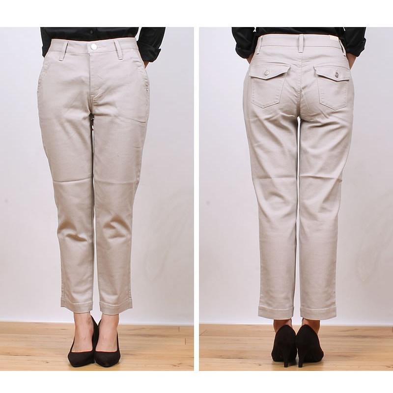 SALE Mrs.Jeana ミセスジーナ ゴールド カラーパンツ 麻 シガレット