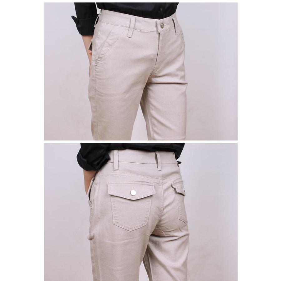 SALE Mrs.Jeana ミセスジーナ ゴールド カラーパンツ 麻 シガレット