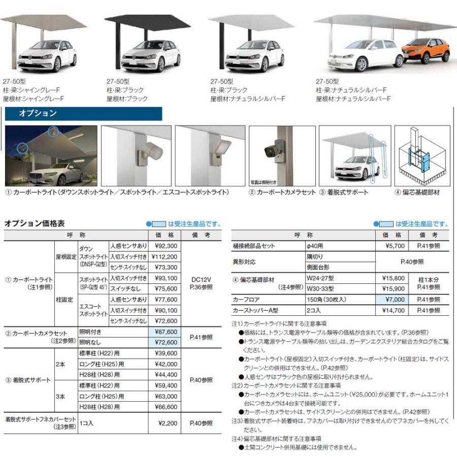 カーポートSC　基本セット27-57型　標準柱　リクシル