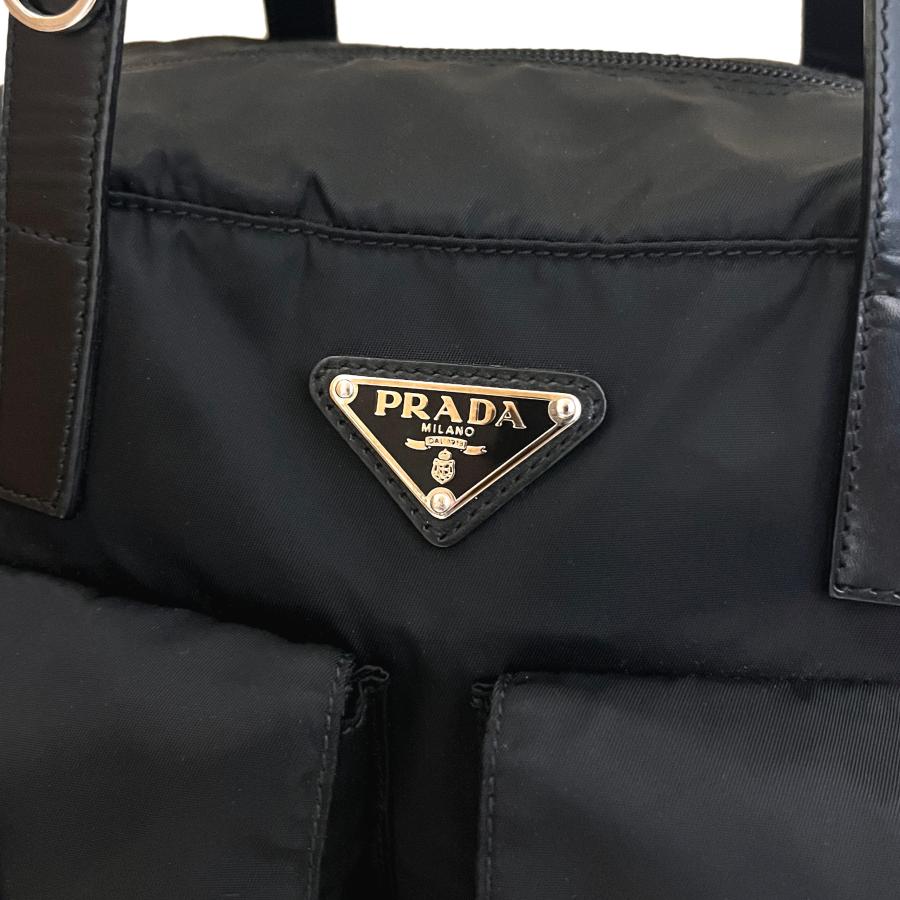 PRADA プラダ ナイロン ミニボストン バッグ ロゴ プレート PRADA PRADA プラダ バッグ ミニボストン ナイロン レザー ロゴ