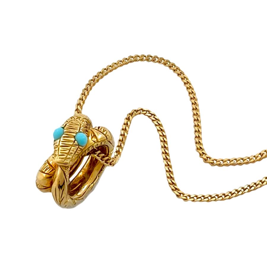 GUCCI GUCCI グッチ ネックレス ウロボロス ターコイズ K18 YG GUCCI GUCCI グッチ ネックレス ウロボロス ターコイズ K18 YG
