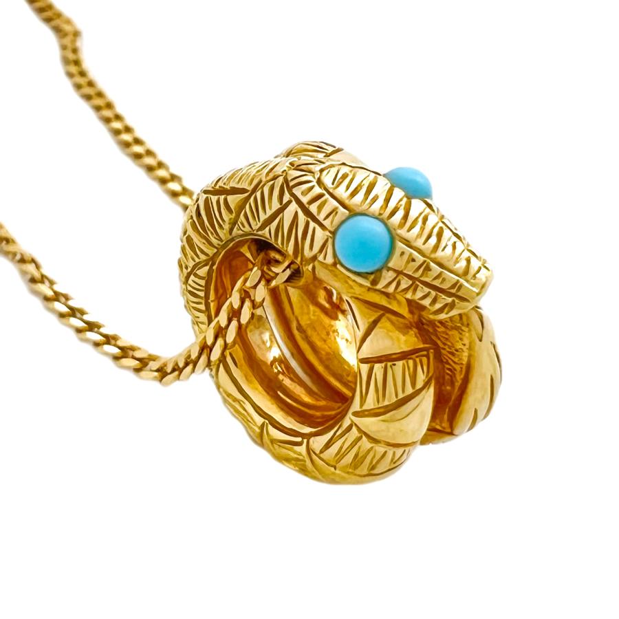 GUCCI GUCCI グッチ ネックレス ウロボロス ターコイズ K18 YG GUCCI GUCCI グッチ ネックレス ウロボロス ターコイズ K18 YG