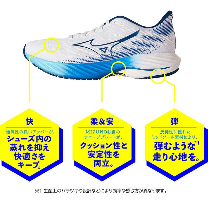 MIZUNO（ミズノ） 24FW ウエーブライダー28 ホワイト×ネイビー