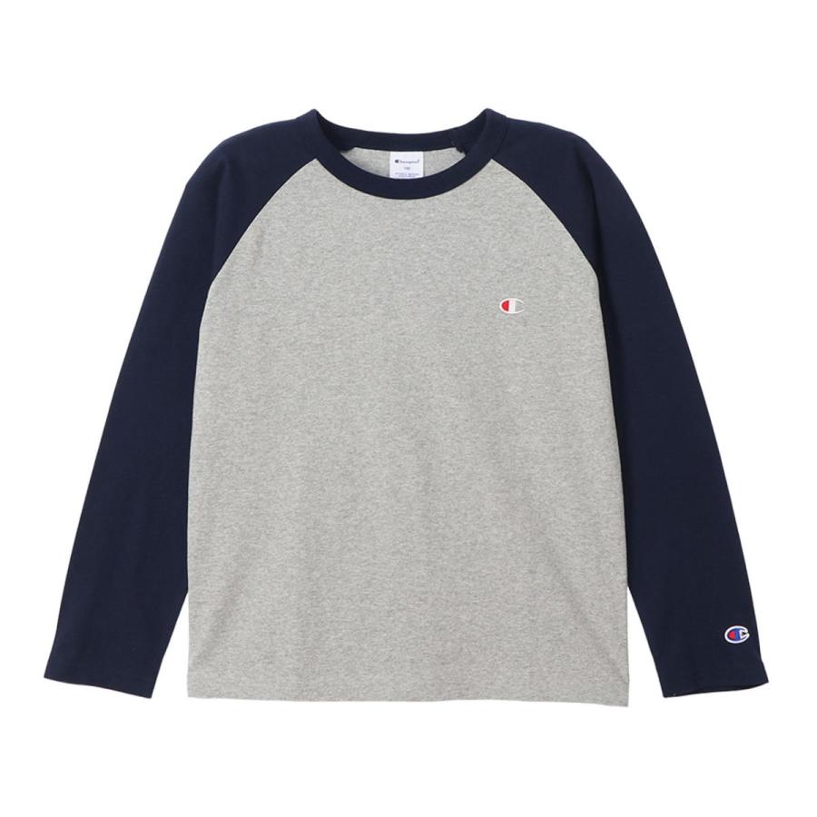 Champion RAGLAN LONG T ネイビーXOグレー 140 CK-Y403 37Z チャンピオン KIDS BASIC ウェア ...