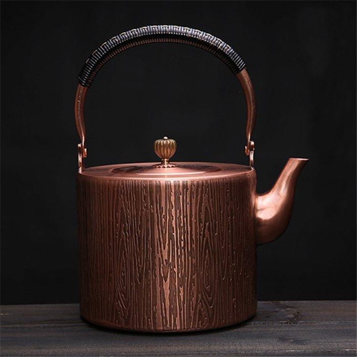 品質保証◆大容量ハンドメイド　手作り　赤銅　銅製品　ヴィンテージ　木目　茶器　ポット　湯沸かし｜aya19-shop