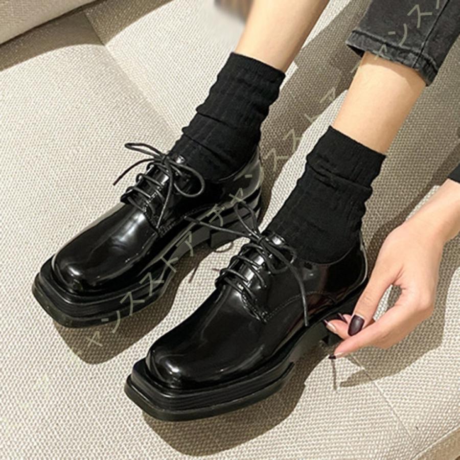 レースアップシューズ レディース 厚底靴 スニーカー 4センチヒール