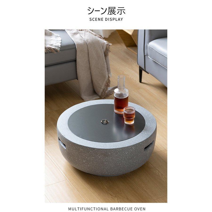全国焚き火台 お茶の机 屋外用暖炉 バーベキュー　おうちキャンプ　網カバー付き　テーブル　丸い　酸化マグネシウム ご了承ください