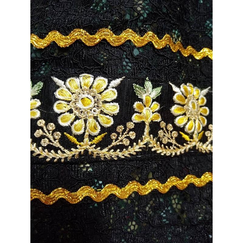 フォークダンス レースエプロン ゴールの花 丈詰め可能 : フォーク