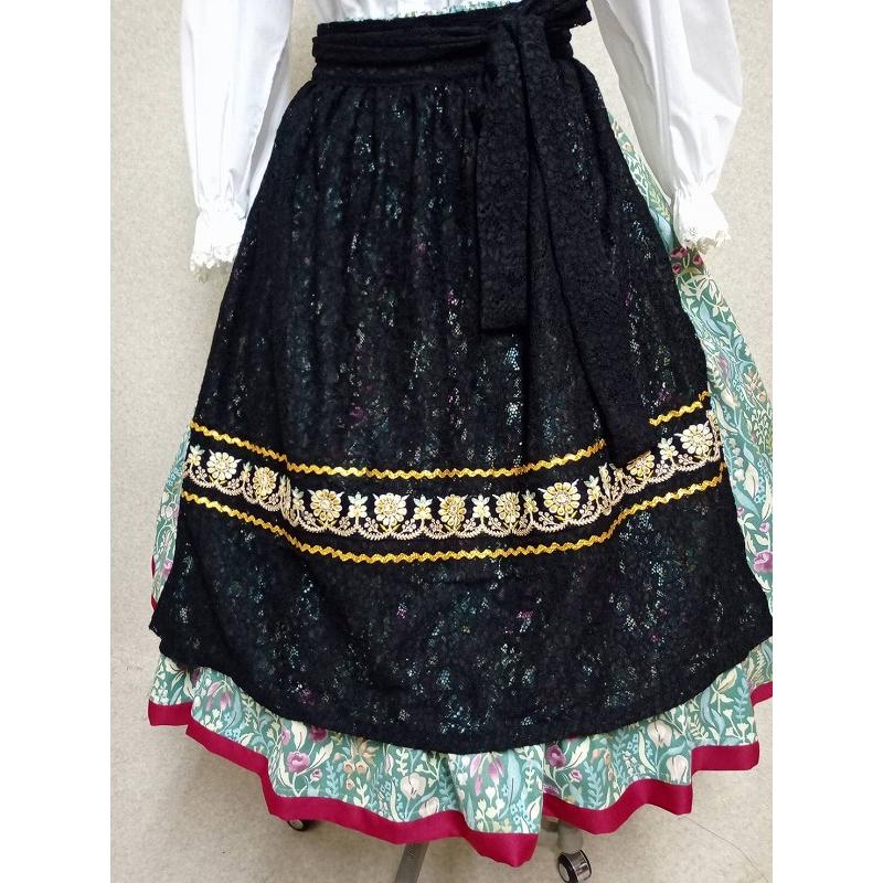 フォークダンス レースエプロン ゴールの花 丈詰め可能 : フォーク