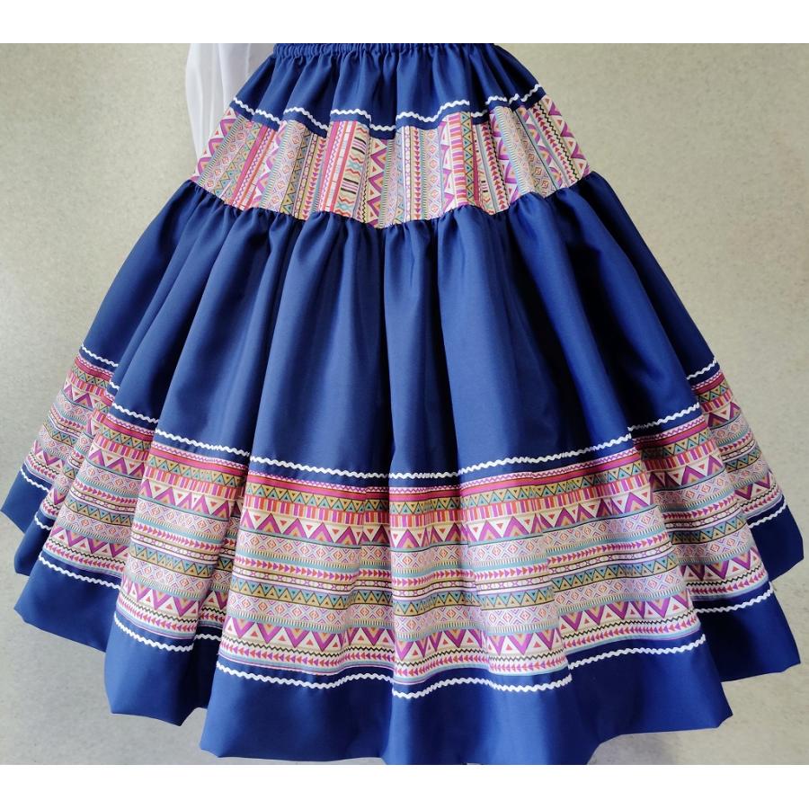 フォークダンス　スカート　プロバンス　フランス　ネイビー &模様　現地購入 フォークダンス スカート プロバンス フランス ネイビー &模様