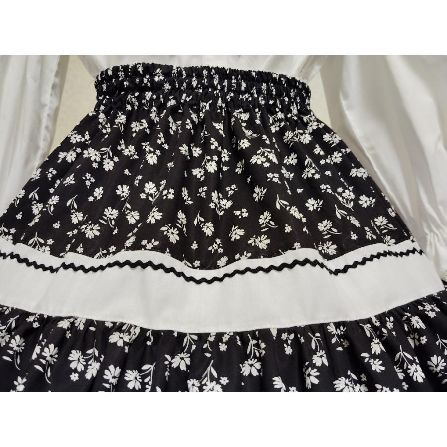 フォークダンス スカート3段モノトーン黒 : フォークダンス 彩