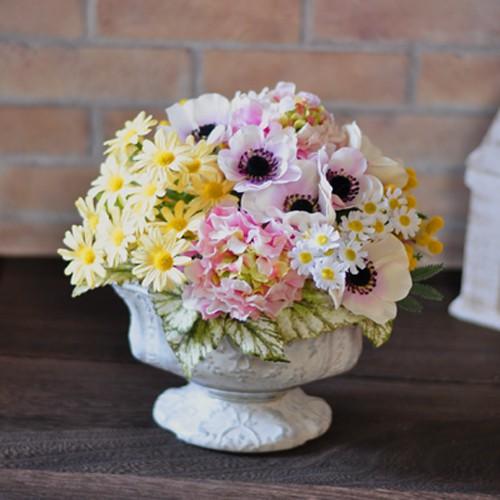 アーティフィシャルアレンジメント「Plaisir」可愛いピンクと黄色のアーティフィシャルアレンジメント