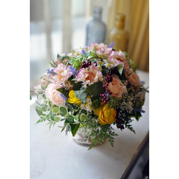 買い超特価 可愛い小花のアーティフィシャルフラワーアレンジメント「Lapin」造花　