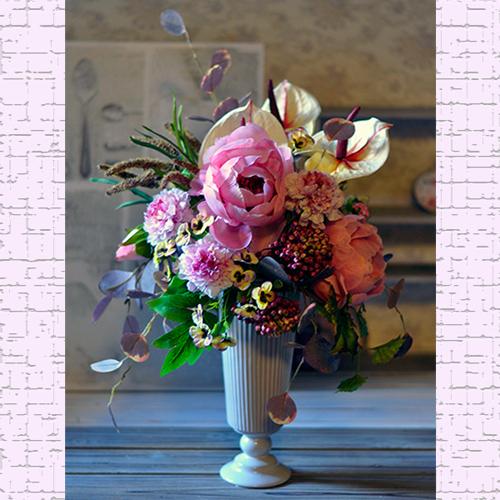 大輪の芍薬でアーティフィシャルフラワーアレンジメント 大輪の芍薬でアーティフィシャルフラワーアレンジメント