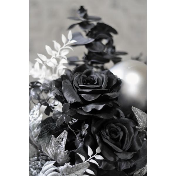 アーティフィシャルフラワーアレンジメント「Saint noir」白黒　モノクロ　モノトーン　造花　アレンジメント　豪華 クリスマス_1