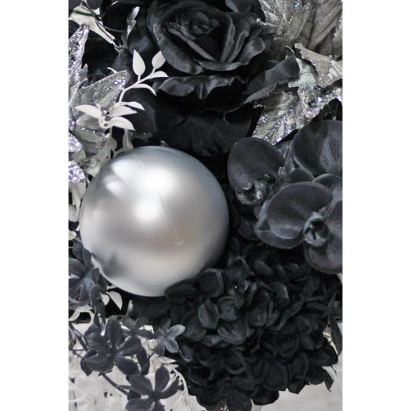 アーティフィシャルフラワーアレンジメント「Saint noir」白黒　モノクロ　モノトーン　造花　アレンジメント　豪華 クリスマス_4