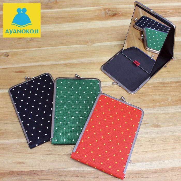 がま口 在庫商品 がま口立て鏡 大 帆布 プチドット柄 がまぐち 鏡 ミラー カガミ 手作り 和雑貨 京都 がま口 浴衣 小物 Www Unistrengh Com